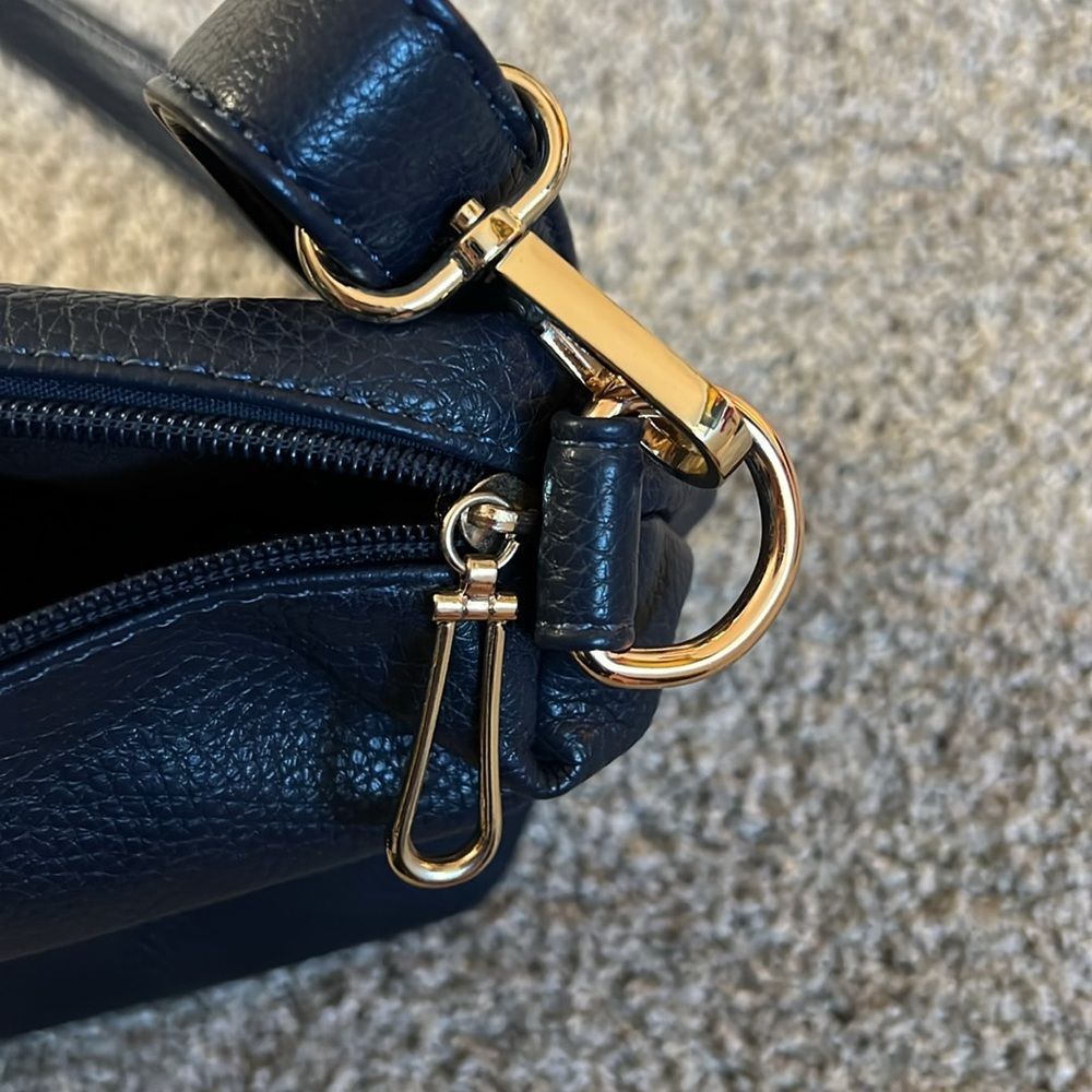 Navy Blue Brandless Plain Crossbody Purse w/ Adjustable Strap - Picture 9 of 10